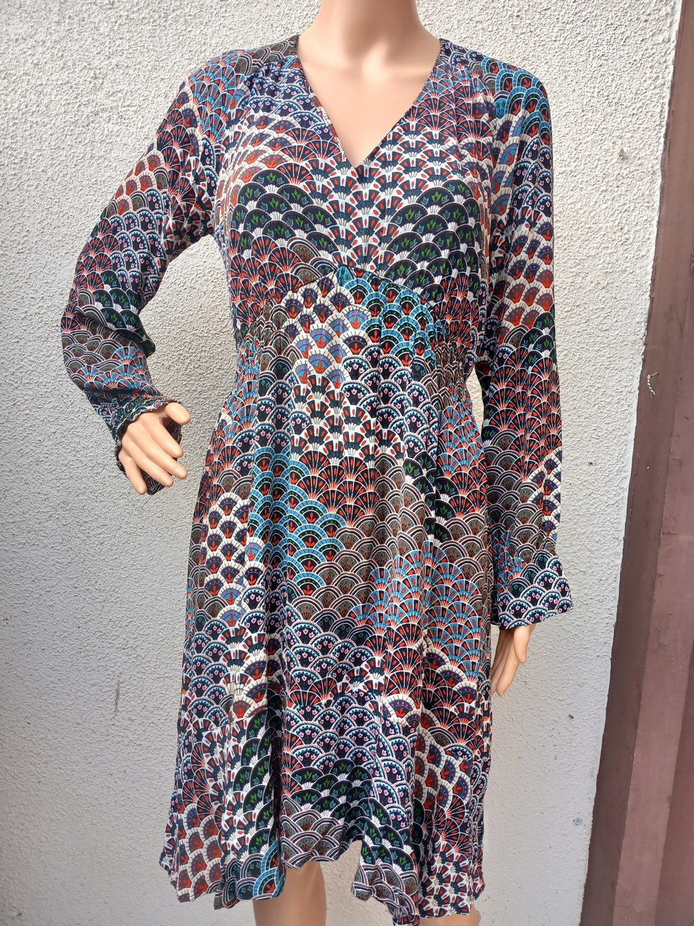 Maeve by Anthropologie Monaco Empire Fan Print Dress Size M